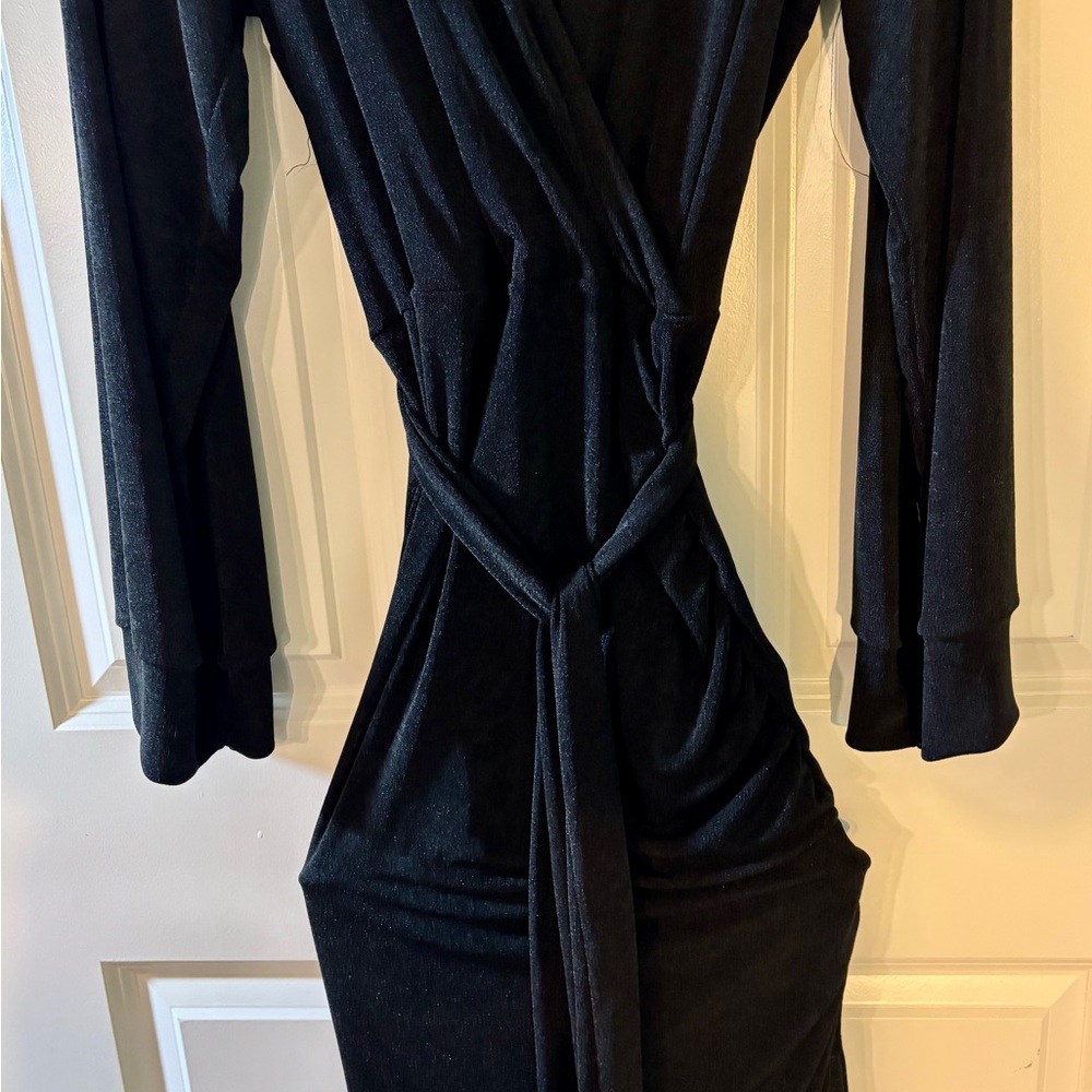 Ashley Stewart Black V-Neck Bodycon Maxi Dress